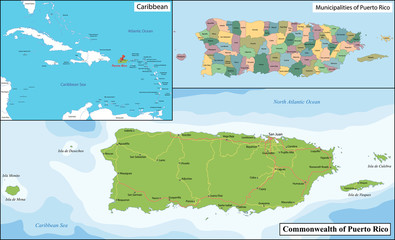 Canvas Print - Puerto Rico map