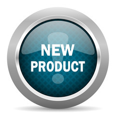 Aufkleber - new product blue silver chrome border icon on white background