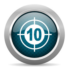 Poster - target blue silver chrome border icon on white background