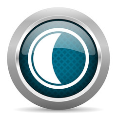 Poster - moon blue silver chrome border icon on white background