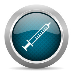 Poster - medicine blue silver chrome border icon on white background