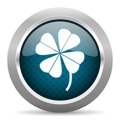 Aufkleber - four-leaf clover blue silver chrome border icon on white background