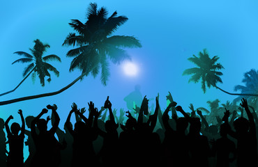 Wall Mural - Summer Music Festival Beach Party Performer Excitement Concept