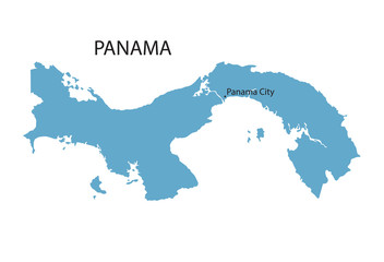 Poster - blue map of Panama with indication of Panama City