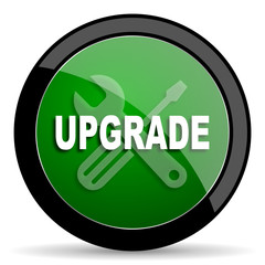 Aufkleber - upgrade green web glossy icon with shadow on white background