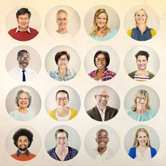 Sticker - Portrait Diverse Multiethnic Cheerful People Concept