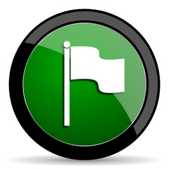 Aufkleber - flag green web glossy icon with shadow on white background