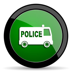 Poster - police green web glossy icon with shadow on white background