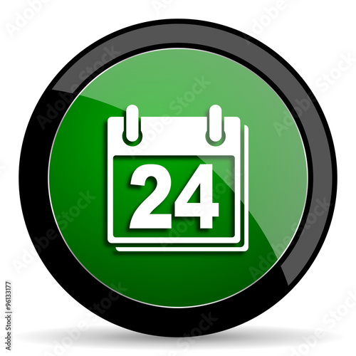 calendar green web glossy icon with shadow on white background Stock