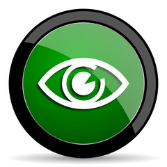 Poster - eye green web glossy icon with shadow on white background