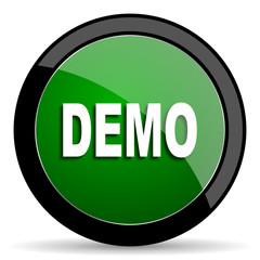 Poster - demo green web glossy icon with shadow on white background