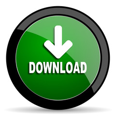 Aufkleber - download green web glossy icon with shadow on white background