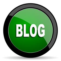 Poster - blog green web glossy icon with shadow on white background