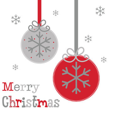 Christmas card with decoration bauble red and silver colour. EPS 10 & HI-RES JPG Included 