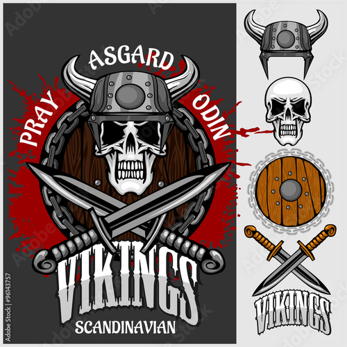Viking emblem and logos plus isolated elements for custom designs Poster
