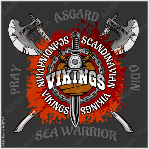 Viking emblem and logos plus isolated elements for custom designs Poster