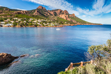 Wall Mural - Village Among Red Rocks of Esterel Massif-France