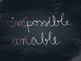 Business motivational poster on vintage blackboard vector background. Handwritten typography message
