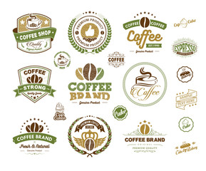 Wall Mural - set of vintage retro coffee labels and badges natural series, vintage coffee house badges vector, vi