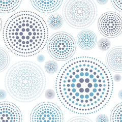 Hand drawn circles geometrical abstract seamless pattern. Violet, lilac, aubergine, lavender colors. Round shapes made of tiny dots background. Grunge splash texture colorful circles or dots.