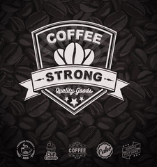 Wall Mural - vector coffee labels isolated coffee beans seamless background. premium coffee labels and badges. be