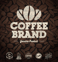 Wall Mural - vector coffee labels isolated coffee beans seamless background. premium coffee labels and badges. be