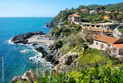 Naklejka na drzwi Talamone coastline. Grosseto region, Tuscany, Italy