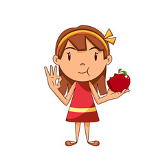 Canvas Print - Girl eating red apple