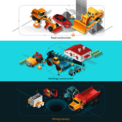 Sticker - Isometric Construction Machines Banners