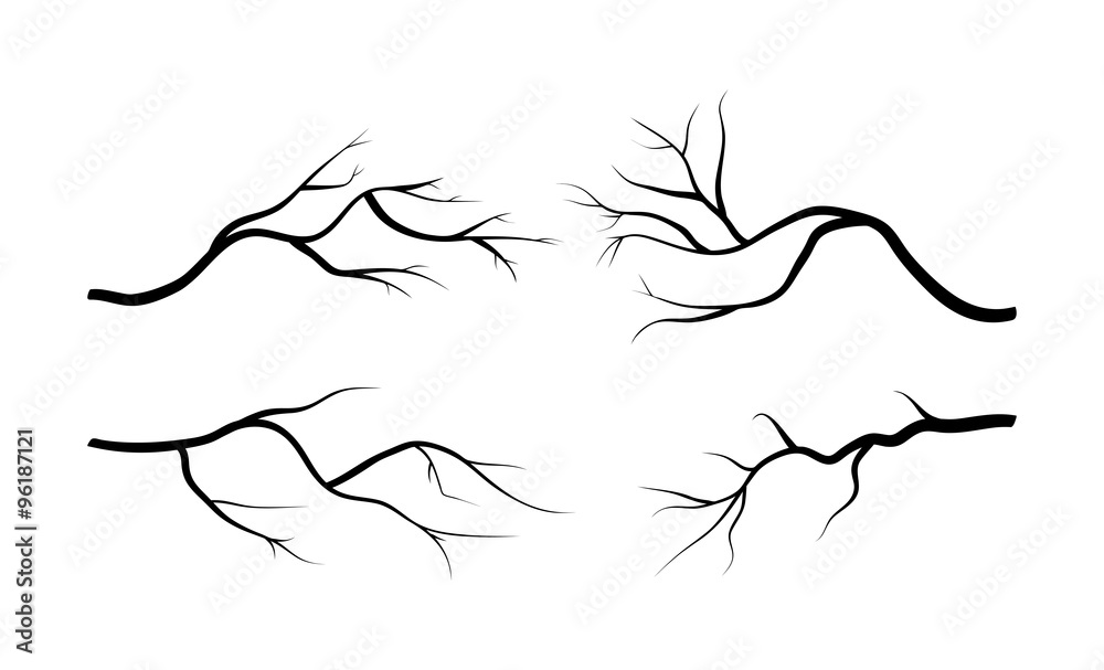 branch silhouette icon set, symbol, design. vector illustration isolated on white background. - obrazy, fototapety, plakaty 