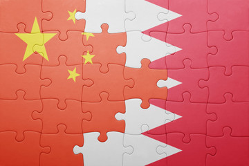 puzzle with the national flag of china and bahrain