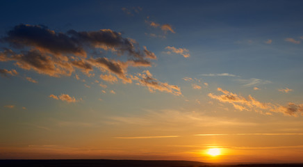 Wall Mural - sunset, dark contrast sky and clouds