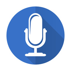 Fototapete - microphone blue flat desgn icon with shadow on white background