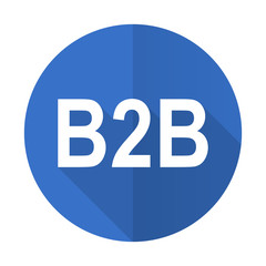 Poster - b2b blue flat desgn icon with shadow on white background