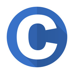Poster - copyright blue flat desgn icon with shadow on white background