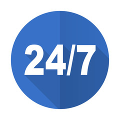 Poster - 24/7 blue flat desgn icon with shadow on white background