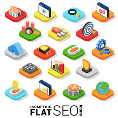 Poster - Flat 3d isometric vector SEO search engine optimization icon