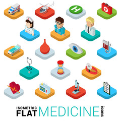 Poster - Medicine medical health care flat 3d vector web mobile app icons