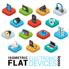 Poster - Electronics devices web mobile app flat 3d infographics icon