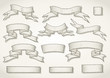 Vector set of hand drawn tattered banners. In light colors.