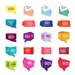 Wall Mural - sale tags and/or graphic elements in paper style. promotional badges and sale tags for your designs,
