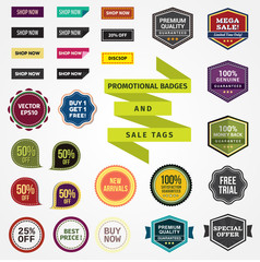 Canvas Print - promotional badges and sale tags