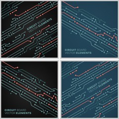 Aufkleber - Microchip vector decoration elements. Circuit board textures. Artistic background in colors, black and blue.  