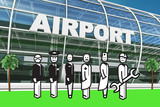 Fototapeta Sport - Airport stakeholder in front of airport entry 
