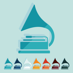 Aufkleber - flat design: gramophone