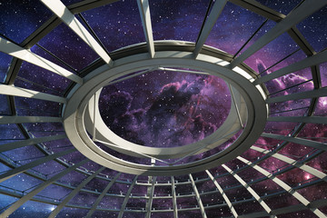 Wall Mural - ceiling of round dome under the star field