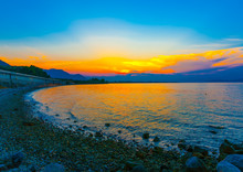 Beautiful Sea Sunset At Evoikos Gulf In Central Greece