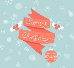 Wall Mural - Christmas Greeting Card. Merry Christmas lettering. Vector illustration.