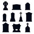 Tombs stone grave vector construction black and white icons