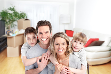 Canvas Print - Happy family in a new house.